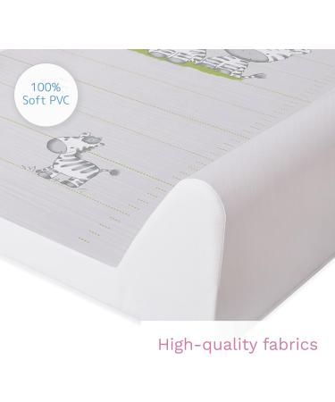 Baby Hard Base Changing Mat 80x50 cm for 140x70 cm Cot Bed | Waterproof Anti-Roll Nappy Changer with Raised Edges | Unisex Grey Zebra Design - Buy Online on GoSupps.com