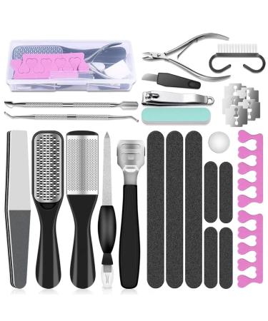 Professional Pedicure Tools Set  23 in 1 Stainless Steel Foot Care Kit Foot Rasp Dead Skin Remover Pedicure Kit for Men Women Salon or Home Best Gift