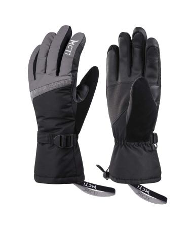 Kineed ski gloves women touchscreen winter gloves waterproof snowboard gloves winter warm snow gloves windproof 3m thinsulates gray m