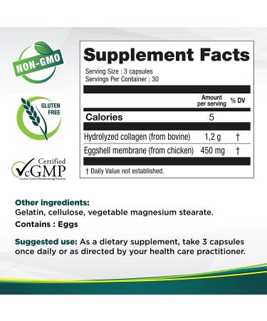 Genacol Eggshell Membrane + Collagen Joint Supplement (90 Capsules) - Natural Source of Glucosamine, Chondroitin, Hyaluronic Acid - 90 Count - Buy Online on GoSupps.com