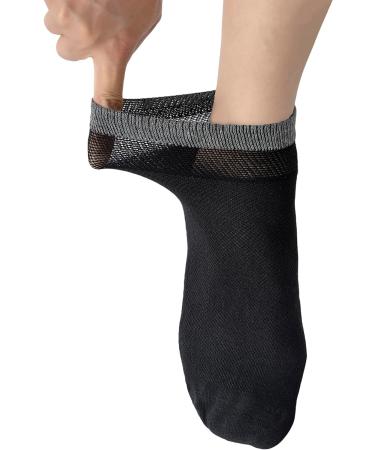 Yomandamor Bamboo Diabetic Socks for Men - 6 Pairs, Size 10-13, Lightweight & Seamless Ankle Socks in Black - Buy Online on GoSupps.com
