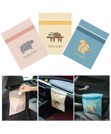 PORRUNNY 60 Pieces Disposable Garbage Bags Self-Adhesive Trash Bags Suitable for Vehicles Bedrooms Offices Convenient and Durable Leak-Proof Vomit Bags