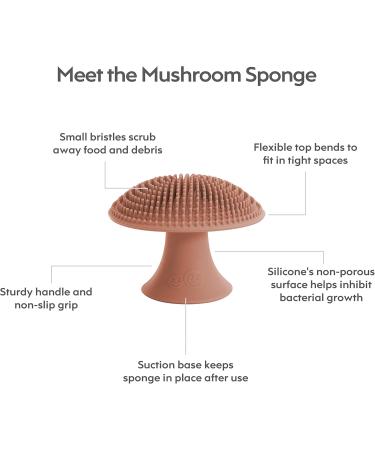 ezpz Mushroom Sponge (Sienna) - 100% Silicone Reusable Durable Long-Lasting Hypo-Allergenic Sponge with Suction Base for Cleaning Dishes Cookware and Feeding Accessories - Buy Online on GoSupps.com