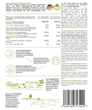 Fairnatural Bio HaferDrink Powder | Organic Oat Milk Substitute - No Sugar Added | 600g for 6L | German Cultivation - Buy Online on GoSupps.com