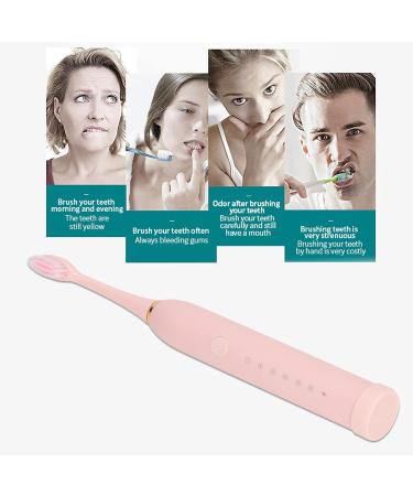 HaofyGrz03HME2-11 Refradable Electric Toothbrush - Deep Cleaning Soft Bristles IPX7 Waterproof 6 Modes for Adults - Pink - Buy Online on GoSupps.com
