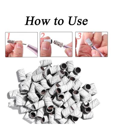 LINXINS 100Pcs Sanding Bands for Nail 240 Grit Sanding Bands Drill Sanding Bands for Natural Nails Polishing and Shaping White Sanding Bands Comes With 5 Silver Sand Ring Shafts - Buy Online on GoSupps.com