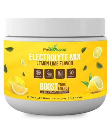 Electrolyte Powder - Refreshing Workout Recovery Electrolytes Sugar Free Gluten Free & Vegan Pure Keto & Paleo Hydration Beverage Immune Boosting Vitamins (198 Grams Lemon Lime) Lemon Lime 45 Servings