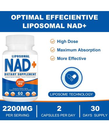 2200mg Liposomal NAD+ Supplement NAD Supplement for Cellular Energy Aging Defese 180 Capsules - Buy Online on GoSupps.com