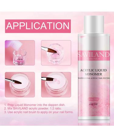 Saviland Acrylic Liquid - 4 OZ | Professional Polymer for Acrylic Nail Extension | Fast Dry, Flexible, Non-Yellowing | MMA Free - Buy Online on GoSupps.com