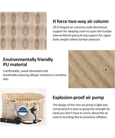 FoRes Lumbar Traction Belt - Inflatable Waist Decompression Device for Lower Back Pain Relief | Adjustable Nylon Buckle & Hand Pump | Beige - Buy Online on GoSupps.com