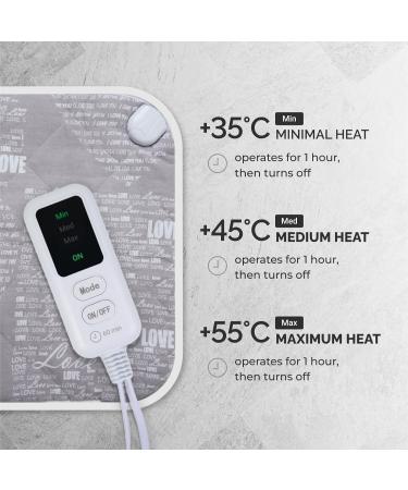 Ecosapiens Gray Electric Heating Cushion 40x50cm | 100% Cotton 3 Heating Modes 60-Minute Timer | Neck & Shoulder Pain Relief Infrared Heating Mat - Buy Online on GoSupps.com