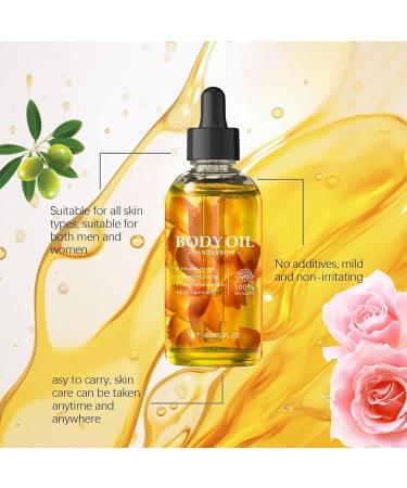 FLLUOUZH Vanilla Rose Body Oil Handcrafted Premium Grade Oil for Skin and Hair Natural Body Moisturizing Oil Body Oil After Shower Nourishing Skin Nails and Hair LongLast 2pcs - Buy Online on GoSupps.com