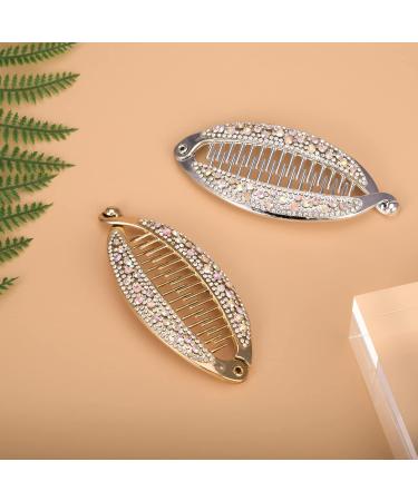 Euvoym 2 Pieces Banana Fish Hair Clip Rhinestone Fashion Banana Fish Combs Tort Toned Comb Long Hair Clips Fish Grip Slide Clip Ponytail Hair Comb Barrettes - Buy Online on GoSupps.com