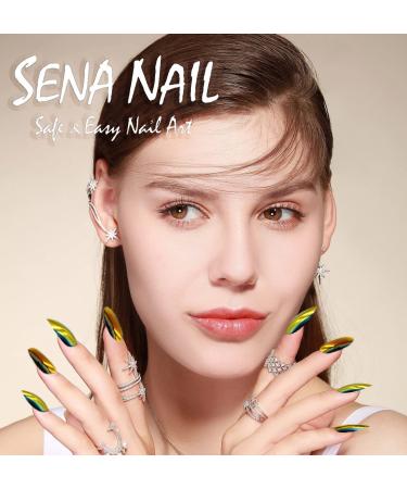 Gold Chrome Round Metallic Press On Nails - 24Pcs Black and Gold Fake Nails for Women by SENA NAIL - Buy Online on GoSupps.com