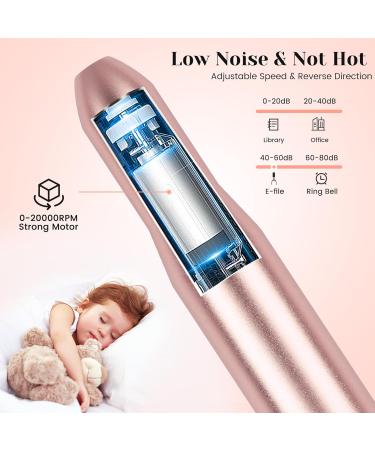 Sarmeley Electric Nail Files Professional Nail Drill Set for Acrylic Gel Nails - Portable Manicure Pedicure Kit with Sanding Bands in Champagne-Gold - Buy Online on GoSupps.com