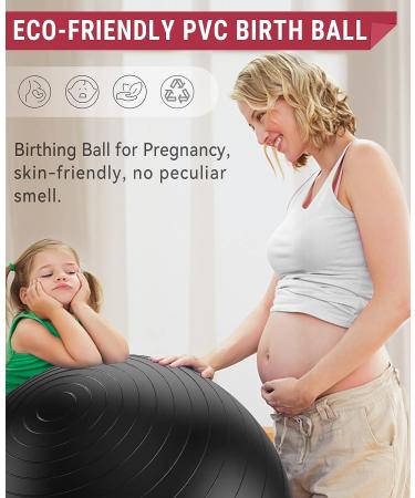 HAPBEAR Exercise Ball - Large Yoga Ball for Stability Work Out and Pregnancy - Anti-Burst Swiss Balance Fitness Ball with Quick Pump - Black - L (23-26inch / 58-65cm) - Buy Online on GoSupps.com