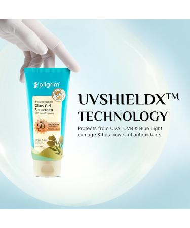Pilgrim 2% Niacinamide Gel Sunscreen SPF 50+ PA++++ | Lightweight Broad Spectrum UV Protection for Face | Non-Greasy Fast Absorbing Daily Sunscreen | 1.76 Oz (50g) - Buy Online on GoSupps.com