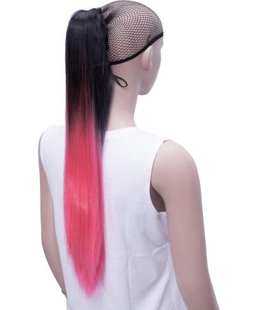 IMISSU Straight Clip on Hairpiece Extensions Pony Tail Clip Claw Ombre Ponytail Hair Pieces (Ombre Pink) - Buy Online on GoSupps.com