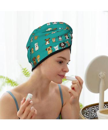 Cartoon Dogs Hair Towel Wrap - Quick Drying Hair Turban with Button | Premium Hair Drying Towel - Buy Online on GoSupps.com