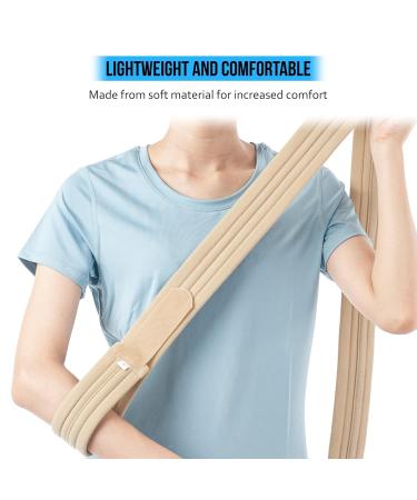 Adjustable Arm Sling Neck Support - Collar & Cuff - X-Large Beige for Men and Women | Injured Wrist Hand Elbow Relief | Includes Mesh Laundry Bag - Buy Online on GoSupps.com