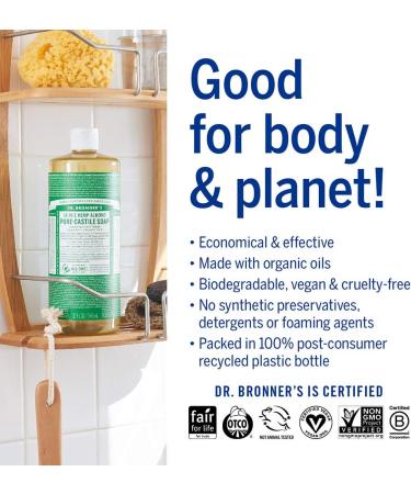 Dr. Bronner's Tea Tree Pure-Castile Liquid Soap 16 oz - Organic, 18-in-1 Uses for Acne, Dandruff, Laundry, Pets, Vegan, Non-GMO - Buy Online on GoSupps.com