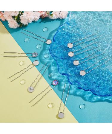 Unicraftale 20 Sets U Shadow Platinum Hair Needles & Bezel Empty Hairpins - Brass DIY Cabochon Accessories with 12mm Glass Cabochons & 80mm Hair Fork for Jewelry Making - Buy Online on GoSupps.com