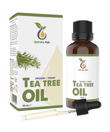 Organic Tea Tree Oil 50ml with Pipette Vegan 100% Pure Tea Tree Essential Oil from Australia Treatment for blemished Skin inflammatory Skin Conditions Anti-pimples and Acne
