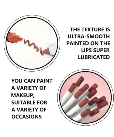 Makeup Lipliner Sharpable Lip Pencil Set of 12 Matte Lip Liner Long Lasting Natural Nude Waterproof Labial for Women - Buy Online on GoSupps.com