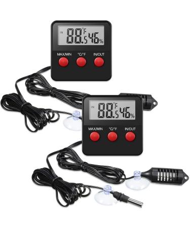 Weewooday 2 Pieces Reptile Thermometer and Humidity Gauge Reptile Terrarium Thermometer Hygrometer with Probes Indoor Outdoor Digital Pet Temperature and Hygrometer Gauge for Reptiles Pet Keeping - Buy Online on GoSupps.com