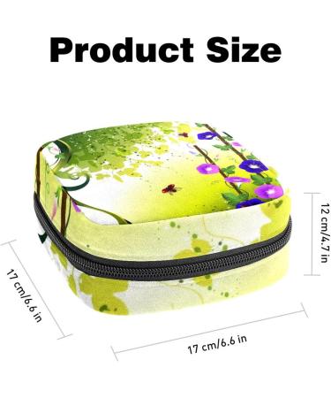 Menstruation Pad Bag with Zipper | Women s Tampon & Napkin Collection Bag - Ladybug & Morning Glory Design - Buy Online on GoSupps.com