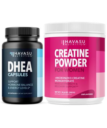 HAVASU NUTRITION DHEA Capsules + Creatine Powder for Women: Muscle and Hormonal Balance Bundle