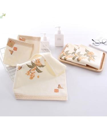 Kissvian 2-Pack Pure Cotton Square Face Towel Hand Towels Chinese Style Imperial Garden Pattern Ultra Soft Washcloths for Bathroom - Buy Online on GoSupps.com