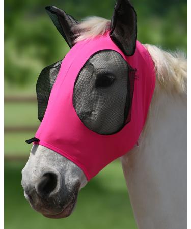Harrison Howard Stretch breathable UV protection fly mask with a mains eye opening for full visibility and ventilating ear protection officer Rose Pink Extra Full (Extra-Large) Rose Pink