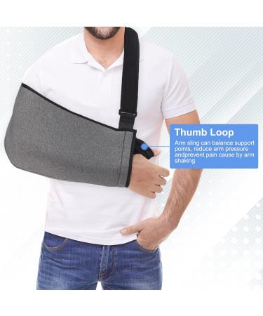 Universal Arm Sling Shoulder Immobilizer - Adjustable Support Strap for Broken Wrist/Elbow/Dislocated Shoulder - XL Grey - Buy Online on GoSupps.com