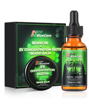 Beard Oil and Beard Balm for Men -Unscented Beard Growth Kit for Men Soften and Moisture - Natural & Organic Jojoba Argan Shea Butter - Beard Care Kit for Dad Husband Boyfriend