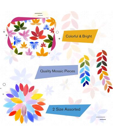 Yoption 100 Pieces Petal Mosaic Tiles - Hand-Cut Stained Glass Flower Leaves for Art & Home Decor - Mixed Color - Buy Online on GoSupps.com