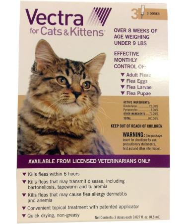 Vectra for Cats & Kittens Under 9 lbs - 3 Dose | Fast-Acting Flea & Tick Prevention - Buy Online on GoSupps.com