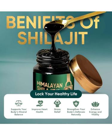 Shilajit Pure Shilajit Resin 50g Rich in 85+ Trace Minerals & Fulvic Acid Supports Energy and Vitality Brown-black - Buy Online on GoSupps.com