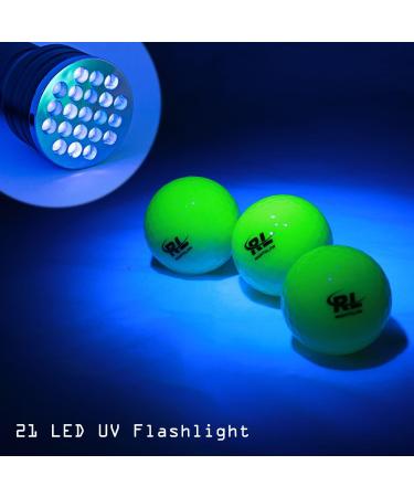 Glow Golf Balls for Night Sports - 12 Pack Tournament Fluorescent Glow in The Dark Balls + Flashlight - Buy Online on GoSupps.com