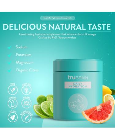 TruBrain Daily Hydration - Electrolyte Supplement for Enhanced Focus & Energy | Stay Hydrated & Alert Internationally - Buy Online on GoSupps.com