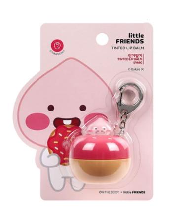Kakao Little Friends Key Ring Apeach Strawberry Keyring Tinted Lip Balm 6g for Women or Men Lip Repair