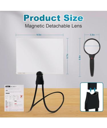 5X Hands-Free Magnifying Glass for Neck Wear 6.7" x 9.5" Larger Full Page Magnifying Lens with 10X Foldable Handheld Magnifying Glass for Seniors and Low Vision Person (White) - Buy Online on GoSupps.com