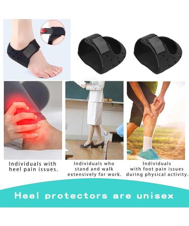 Pinkiou Heel Protectors - 2PCS Gel Heel Cups for Plantar Fasciitis Relief & Blister Prevention - Black (Size L, 6-11 Women & 6-10 Men) - Buy Online on GoSupps.com
