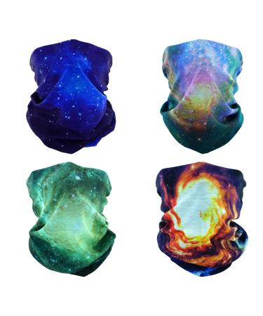 Smehcf 4 multi -purpose bandanas for women men's headband storm hood hair headscarf face half mask neck cuffs breathable reusable washable universe fog galaxy blue orange green