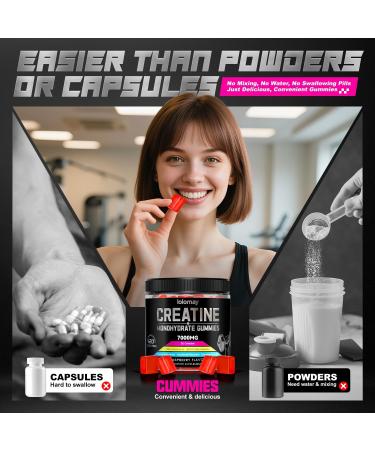 Creatine Monohydrate Gummies Creatine Complex for Men & Women for Improve Endurance Strength & Recovery with L-Glutamine Beta-Alanine Vitamin B12 Sugar-Free Vegan No Bloating GMP-certified Raspberry - Buy Online on GoSupps.com