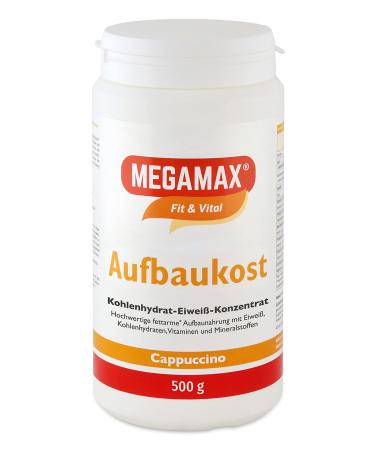 Megamax Building food cappuccino 500g Ideal for strengthening underweight drinking food High -caloric for weight gain muscle mass and muscle building cappuccino 500 g (1 Pack)