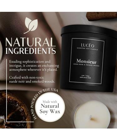 Premium Monsieur Candle | Suede Noir & Smoked Woods | Hand-Poured Luxury Soy Candles | Vegan & Paraffin-Free | 9 oz Home Decor - Buy Online on GoSupps.com