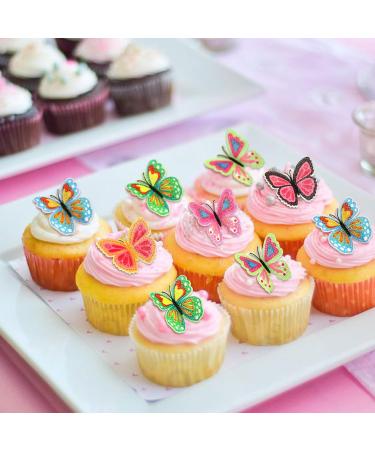 Keaziu 18Pcs Butterfly Cupcake Toppers Cake Party Cake Decorations Mixed Colour for Birthday Wedding Party Wall Decoration Multiple Color Combinations - Buy Online on GoSupps.com