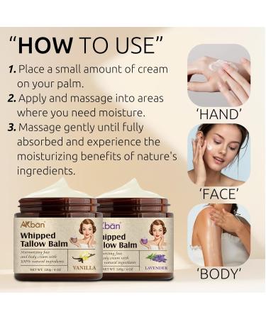 Beef Tallow for Skin Whipped Tallow Balm with Olive Oil Grass Fed Cow Fat Face Moisturizer Cream Body Lotion for Dry Skin for Men & Women 4 Ounce Vanilla Vanilla 4 Ounce (Pack of 1) - Buy Online on GoSupps.com