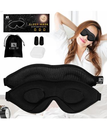 Luxury Sleep Eye Mask for Men & Women - Black Concave Molded Night Sleep Mask - Comfortable Cover for Travel, Yoga, Nap - 3D Contoured Cup Sleeping Mask & Blindfold - Buy Online on GoSupps.com